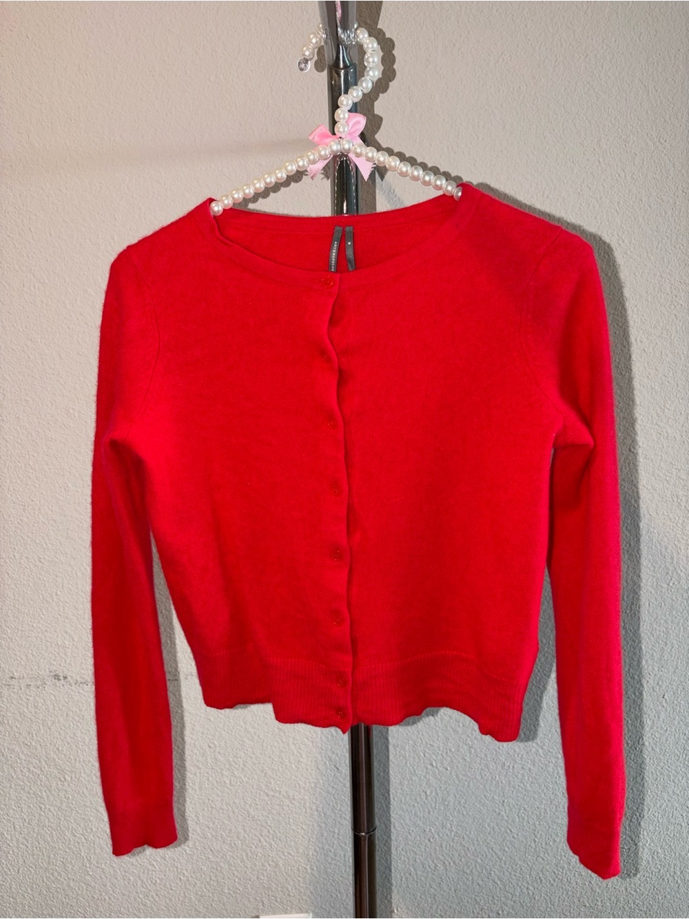 Anthropologie The Cashmere Collection Red Button-Front Cardigan